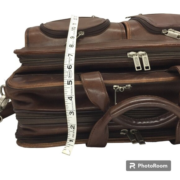 Mens Brown Leather Briefcase Messenger Laptop Fits 15" Computer Handmade Quality - Picture 10 of 12